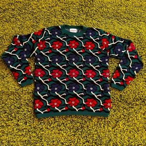 Vintage Abstract Floral Knit Sweater